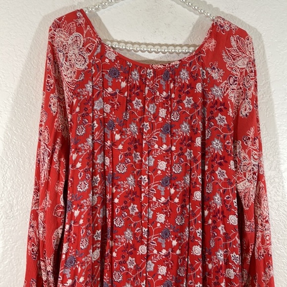 Free People Lucky Loosey Mini Dress Lined Blood Orange Combo OB404116 Size M - Picture 7 of 12